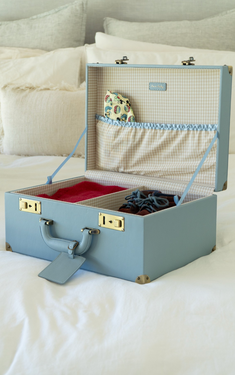 Open blue keepsake trunk